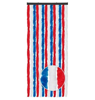 Image de Rideau en velours 56x185 bandes unies rouge - blanc - bleu