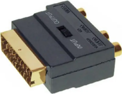 Zdjęcie produktu dla Adapter maksymalnej łączności S/CONN adapter wideo/audio scart z 3 złączami cinch do 4-pinowego złącza MINI DIN, IN/OUT z przełącznikiem, pozłacane styki (94035-G)