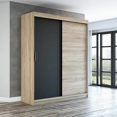 Produktbild von Schwebetürenschrank, 2-türig Schrank! Moderne Garderobe für Kleidung. Verschiedene Farben (Weiß, Schwarz, Somona) Kleiderschrank PAX 180 cm