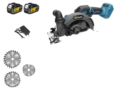 Image de Scie circulaire, moteur sans balais, coupe d'onglet réglable, 2 batteries
