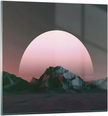 Produktbild von Bilder auf glas - Einteilig - Landschaft Berge Sonne - 30x30cm - Glasbilder - Wandbilder - Bilder - zum Aufhängen bereit - Wanddekoration aus Glas - Glas Bilder - Wandbild auf Glas - GAC30x30-4320
