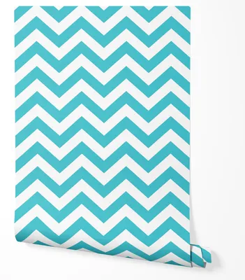 Produktbild von Vliestapete Chevron Zickzack Wohnzimmer 2x2,5 Weiß-Türkis