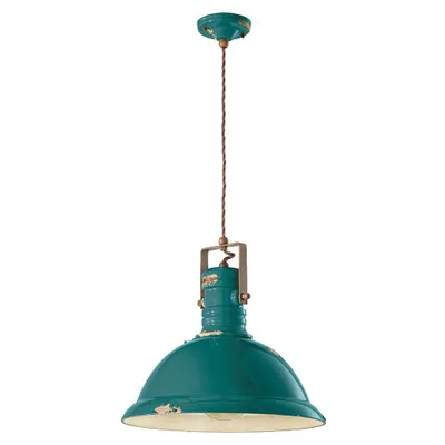 Produktbild von Ferroluce Industrial Hängelampe 40cm Grün Rund