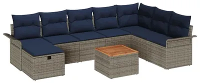 Produktbild von vidaXL Gartensofa-set 9 stk. Grau Poly Rattan