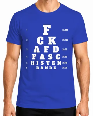 Productafbeelding van F*CK AFD, FASCISTENBEND. Zichtonderzoek, opticien, statement, ironisch heren T-shirt, blauw, 3XL