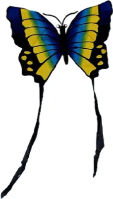 Image de Enero Toys Cerf-volant "Papillon" 88×78 cm - bleu/jaune - cerf-volant léger pour enfants à partir de 6 ans avec 30 m de corde - 90 g, armature en fibre de verre, polyester