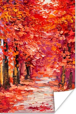 Produktbild von MuchoWow® Poster Gemälde - Bäume - Herbst - Ölgemälde 120x180 cm - Kunstposter