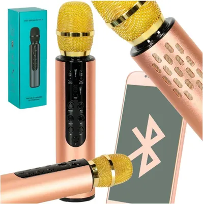 Obrázok produktu pre Bezdrôtový Bluetooth karaoke mikrofón zlatý
