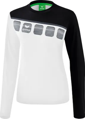 Produktbild von Erima 5-C Longsleeve Damen - Weiß / Schwarz / Dunkelgrau