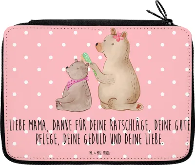 Produktbild von Mr. & Mrs. Panda Schlampermäppchen Bär Kind - Rot Pastell - Geschenk, Etui für Stifte, Muttertag, Federmäppchen, Federmappe, Familie, Federtasche, Mutter, Mama