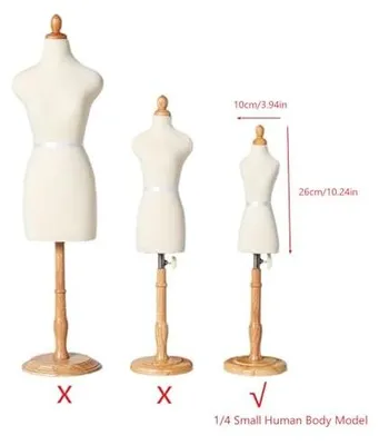 Produktbild von Schneiderpuppe Professionelle Weibliche - Verstellbare Näh-Jurkpuppe - Runde Holzbasis - Einfach zu Bewegen - Langlebig und Stabil - 24,4 cm Hoch - Mannequin