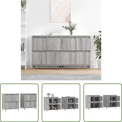 Produktbild von The Living Store Sideboards 2 Stk. Grau Sonoma Holzwerkstoff