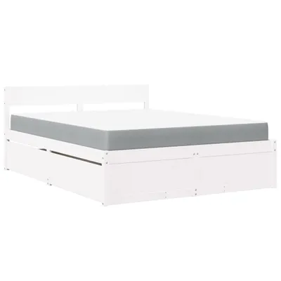 Obrázek produktu pro vidaXL Postel se zásuvkami a matrací bílá 160x200 cm masiv