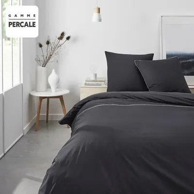Produktbild von Bettwäsche-Set, 240x260 cm, Schwarz, Percale, Inkl. 2 Kissenbezüge 63x63 cm