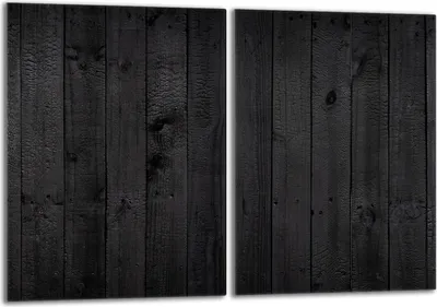 Obrázok produktu pre Súprava krycích dosiek na sporák 2x40x52 cm kryt sklokeramickej varnej dosky sklenený splashback, drevo čierna