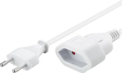 Produktbild von ORSEM 2m Stromkabel Verlängerung Netzkabel Verlängerungskabel Typ-C-Stecker Eurostecker auf Euro Buchse TV PC Computer Monitor Beamer Lampe  Weiß