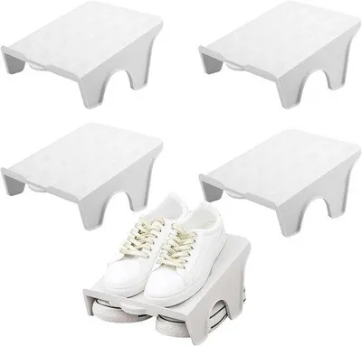 Immagine prodotto di Portascarpe a due livelli, organizer per scarpe, dimensioni 25 x 20,5 x 11,5 cm, ideale per ingresso, corridoio, camera da letto, impilabile, set di portascarpe salvaspazio