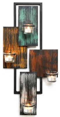 Image de DanDiBo Bougeoir mural Abstrait Métal Mural Noir 61 cm Bougeoir Bougie murale Bougeoir mural
