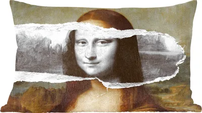 Produktbild von MuchoWow® Zierkissen Sofakissen Wohnzimmer Dekokissen 60x40 cm Mona Lisa - Schwarz und weiß - Da Vinci - Kopfkissen - Polster mit Foto