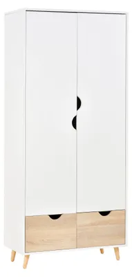Produktbild von Kleiderschrank - Garderobenschrank - Aufbewahrungsschrank - Schlafzimmerschrank - Weißer Schrank - Skandinavisches Design - 80x40x180 cm