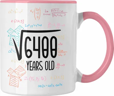 Produktbild von Trendation - 80er Geburtstag Tasse Lustige Geschenkidee zum 80. Geburtstag "Wurzel Aus 6400" (Rosa)
