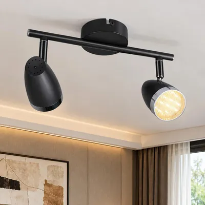 Zdjęcie produktu dla ZMH LED lampa sufitowa obrotowa nowoczesna czarna 2 płomienie 8W ciepła biel 3000 K reflektor sufitowy obrotowy 350 ° do salonu korytarz kuchnia jadalnia, Obraz wygenerowany przez AI