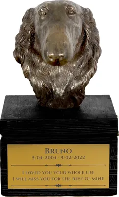 Produktbild von Barsoi, Russischer Jagdwindhund, Barzaia - eine Urne mit Gravur und Hundeskulptur, letzter Abschied, handgefertigtes Produkt der Marke Art-Dog