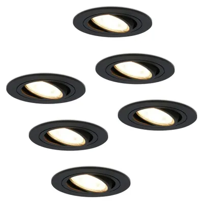 Image de HOFTRONIC - Set de 6 Spots LED encastrables 4W 345lm 2700K Noir dimmable inclinable