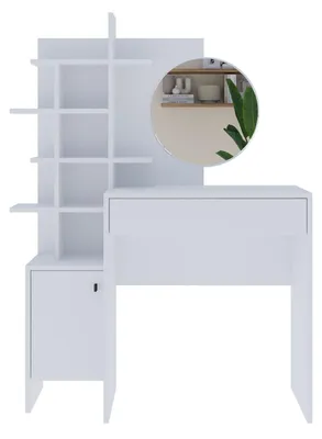 Produktbild von Schminktisch aus Holz "Mup" 105 x 35 x 151 cm - Weiß