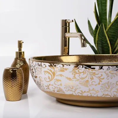 Produktbild von Rea Aufsatzwaschbecken Margot White/Gold