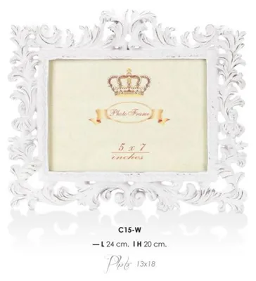 Image de Cadre photo Casa Padrino de style baroque, aspect vintage, blanc, style antique, dimensions 20 x 24 cm, pour photos de 13 x 18 cm