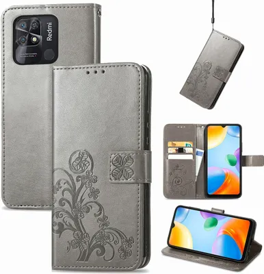 Produktbild von König Design Hülle kompatibel mit Xiaomi Redmi 10C Kunstleder Handyhülle - Handy Case Grau