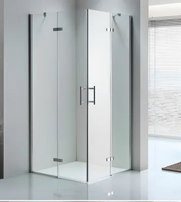 Produktbild von Duschkabine 80x80x185 cm Pendeltür/Scharniertür, Duschabtrennung  Eckdusche Eckeinstieg ESG