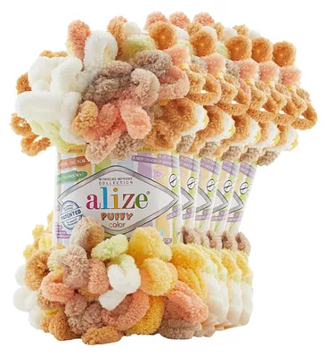 5 x 100g Strickgarn ALIZE Puffy Color, 100% Polyester, 6528
