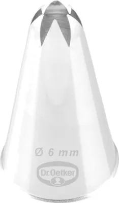 Produktbild von Dr. Oetker Sterntülle, geschlossen 6 mm, geschlossene Sterntülle aus der Tüllen-Manufaktur, Backzubehör zum Dekorieren (Farbe: silber)