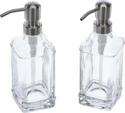 Immagine prodotto di Flacone a pompa in acciaio inox antigoccia - Pratico dispenser di sapone - 2 pezzi - 350 ml