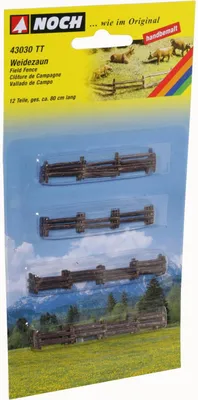 Image de NOCH Clôture de pâturage, en bois avec coloration à la main, 12 pièces pour TT, idéal pour les paysages de trains miniatures