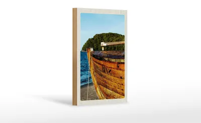 Produktbild von Holzschild Reise 12x18 cm Binz Strand Meer Gebirge Wälder Boot