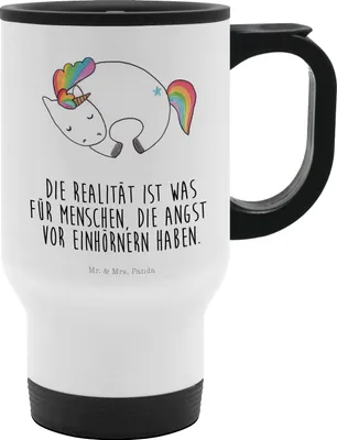 Produktbild von Mr. & Mrs. Panda To-Go-Becher Einhorn Nacht - Weiß - Geschenk, Deko, Thermobecher To Go, Kaffeebecher, Freundin, Menschen, Einhörner, thermosbecher, Träume, Teebecher