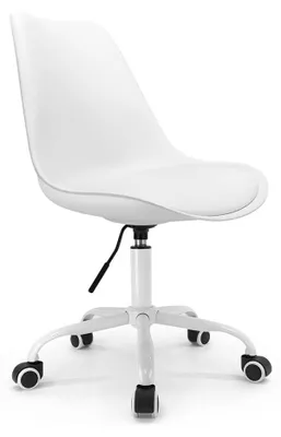 Image de Chaise de bureau pivotante - Style scandinave - Hauteur réglable - Blanc - 45 à 58 cm d'assise