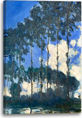 Produktbild von Leinwandbild (70x100cm): Claude Monet - Pappeln an der Epte III, echter Holz-Keilrahmen inkl. Aufhänger, handgefertigt in Deutschland