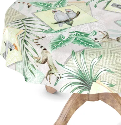 Produktbild von Tischdecke Wachstuchtischdecke Gartentischdecke Wachstischdecke  Exotic Grau Wasserabweisend Rund 140 cm mit Schnittkante