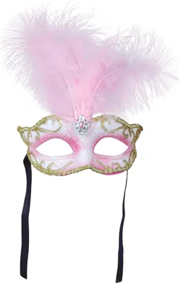 Image de Carnaval De Venise Masque Rose Plume Ornée Costume Bal Inspiration Mascarade Design Élégant Charme Italien Avec Or Décoration Bijoux Élément, Couleur : Blanc