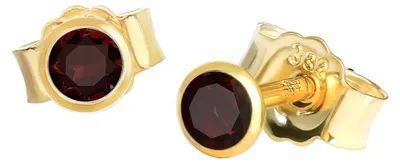 Produktbild von NKlaus Paar Ohrstecker, echt Granat, 333 Gelbgold, 8 Karat, 3mm