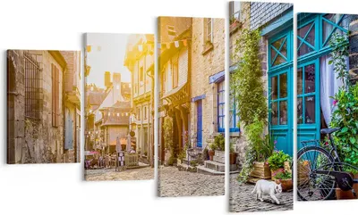 Produktbild von Bild auf Leinwand - Leinwandbild - stadt straße katze - 100x60cm - Wand Bild - Wanddeko - Leinwanddruck - Bilder - Kunstdruck - Wanddekoration - Leinwand bilder - Wandkunst - EG100x60-3711