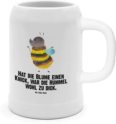 Produktbild von Mr. & Mrs. Panda Tonkrug Hummel flauschig - Weiß - Geschenk, Seidel, Bierhumpen, Tiere, Steinkrug, Biene, Humpen, Krug, Natur, Blume