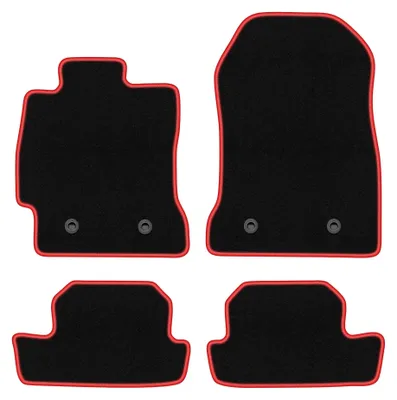 Productafbeelding van Velours automatten voor Toyota GT86 vanaf 2011 (coupé) – 4-delig, zwart/rood, op maat – Wielganizator CARLUX