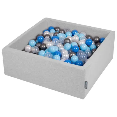 Obrázok produktu pre KiddyMoon 90x30cm/200 loptičiek ∅ 7cm Štvorec Detské penové loptičky  vyrobené v EÚ, Svetlo sivá: Perleťová/Modrá/Baby Modrá/Priehľadná/Strieborná