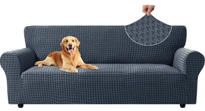 Produktbild von Sofa Überzug 3 Sitzer Dunkelgrau 185-215cm Waschbar Kratzfest Rutschfest