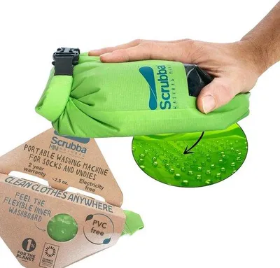 Produktbild von Famanu Waschbeutel für Reisen und Abenteuer - Tragbare Waschmaschine für Unterwäsche und Kleidung